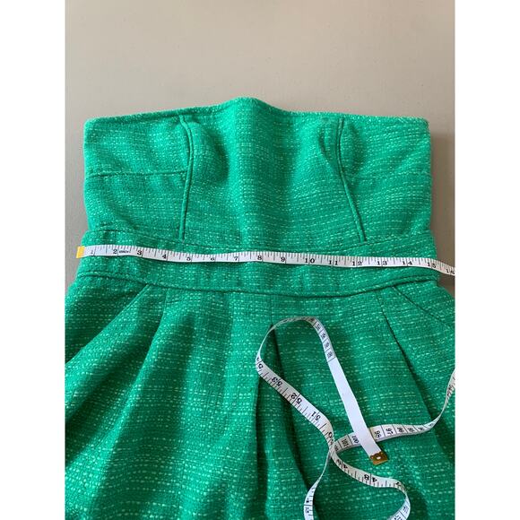 Banana Republic Tweed Strapless Lined Mini Dress Emerald Green Women's Size 12 - Picture 9 of 11